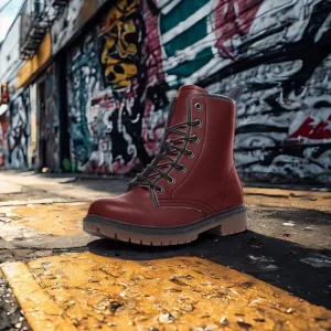 🛍️ Maroon Vegan Combat Boots – Rooted Passion, Unshakable Presence
