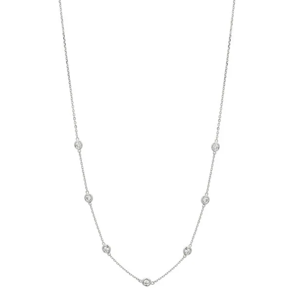 10 POINTER DIAMOND HALF WAY AROUND NECKLACE 14K WHITE GOLD (0.76 CTW)