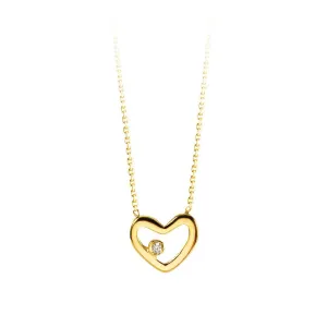 10K Yellow Gold (0.01ct) Diamond Heart Necklace