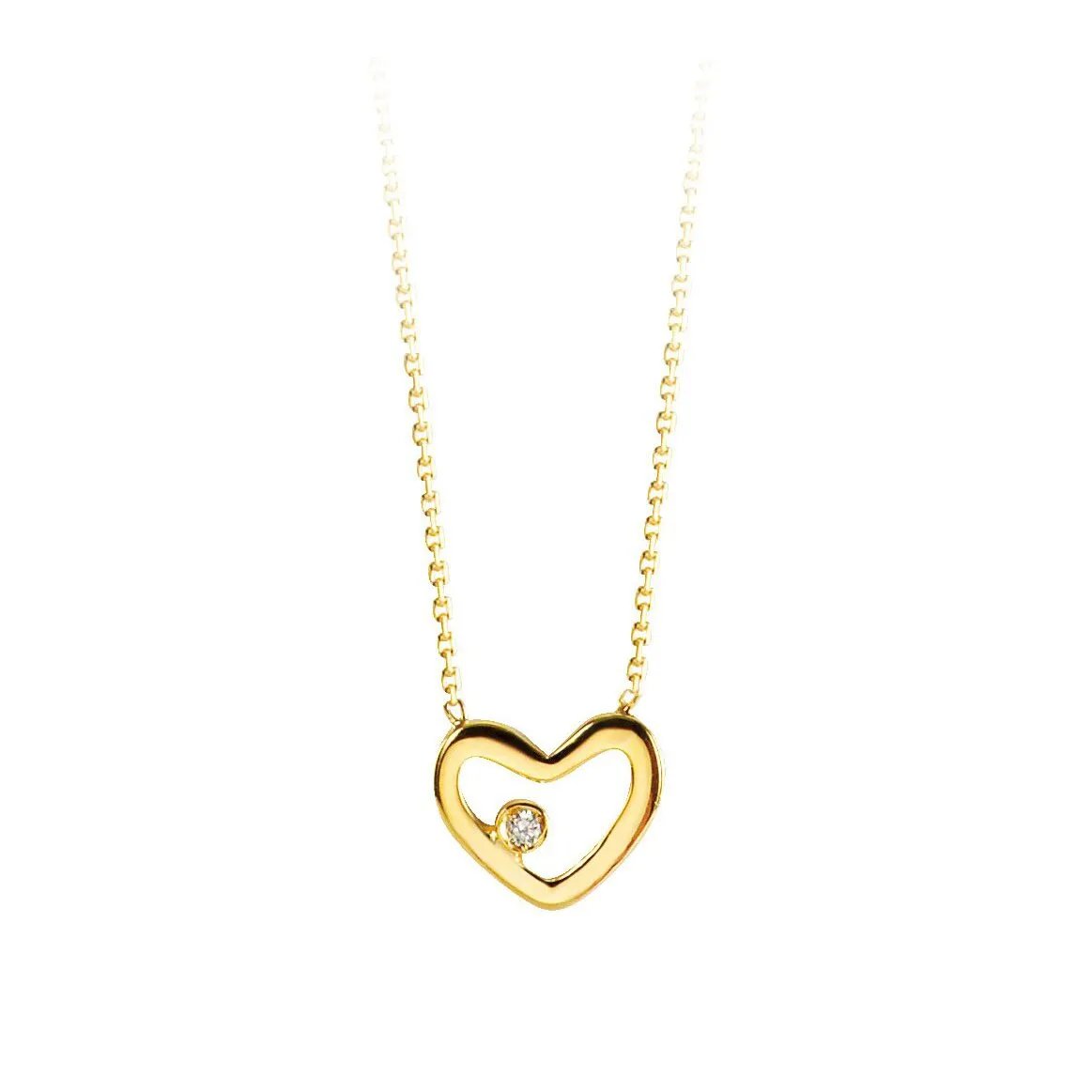 10K Yellow Gold (0.01ct) Diamond Heart Necklace