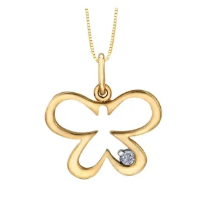 10K Yellow Gold (0.02ct) Diamond Butterfly Pendant