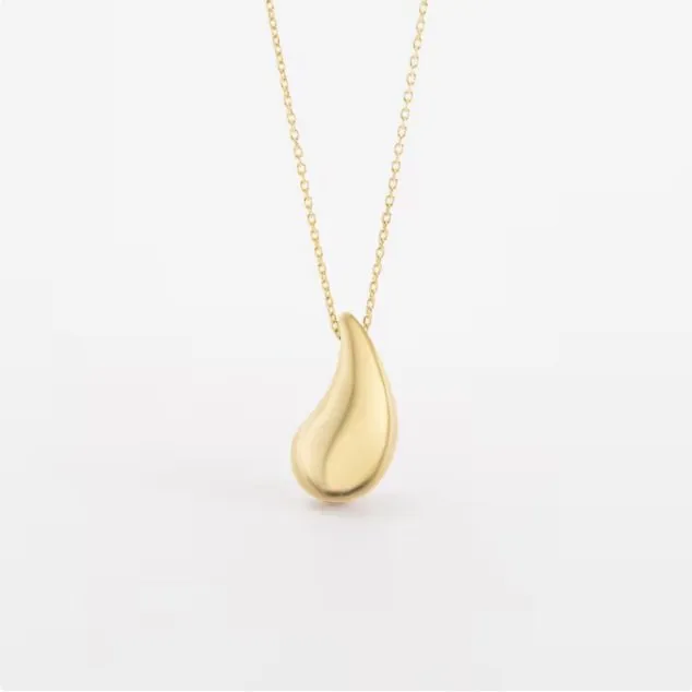 10K Yellow Gold (7mm) Puffed Water Drop Necklace