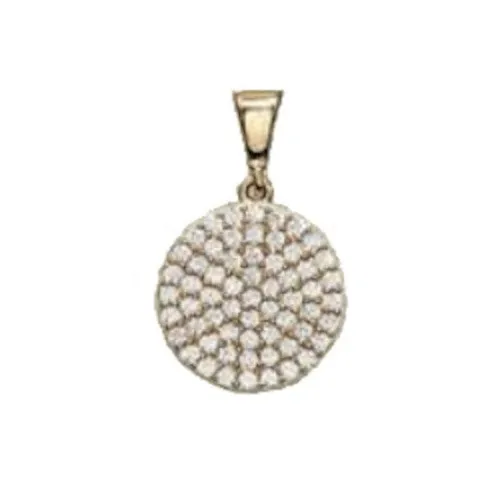 10K Yellow Gold CZ Disk Necklace