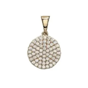 10K Yellow Gold CZ Disk Necklace