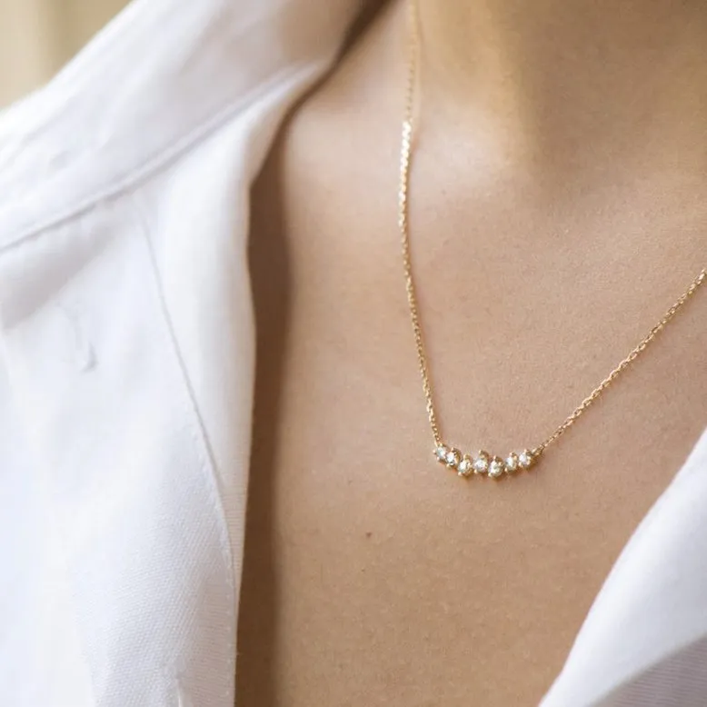 14K Gold Prong-Set Rosecut Grey Diamond Necklace