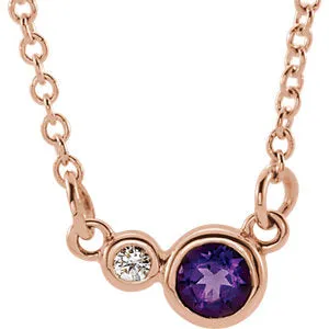 14K Rose Amethyst & .06 CTW Diamond 16" Necklace