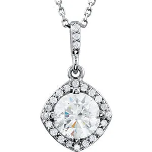 14K White 1 CTW Diamond Halo-Style 18" Necklace