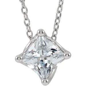 14K White 1/2 CT Diamond Solitaire 16-18" Necklace