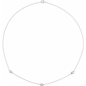 14K White 1/3 CTW Lab-Grown Diamond 3-Station 18" Necklace