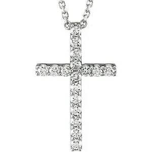 14K White 1/3 CTW Petite Diamond Cross 18" Necklace