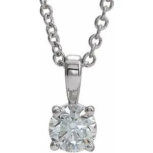 14K White 1/4 CT Diamond Birthstone 16-18" Necklace