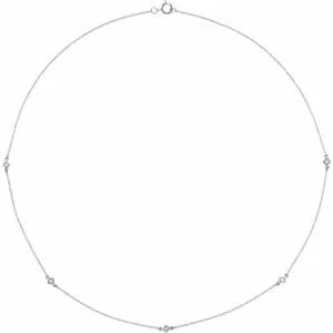 14K White 1/4 CTW Diamond 5-Station 18" Necklace