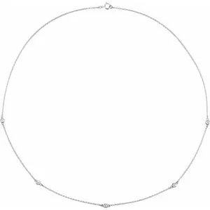 14K White 1/4 CTW Lab-Grown Diamond 5-Station 18" Necklace