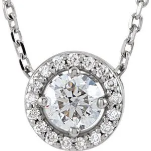 14K White 1/5 CTW Diamond Halo-Style 16" Necklace