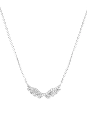 14k White Gold Diamond Angel Wing Necklace