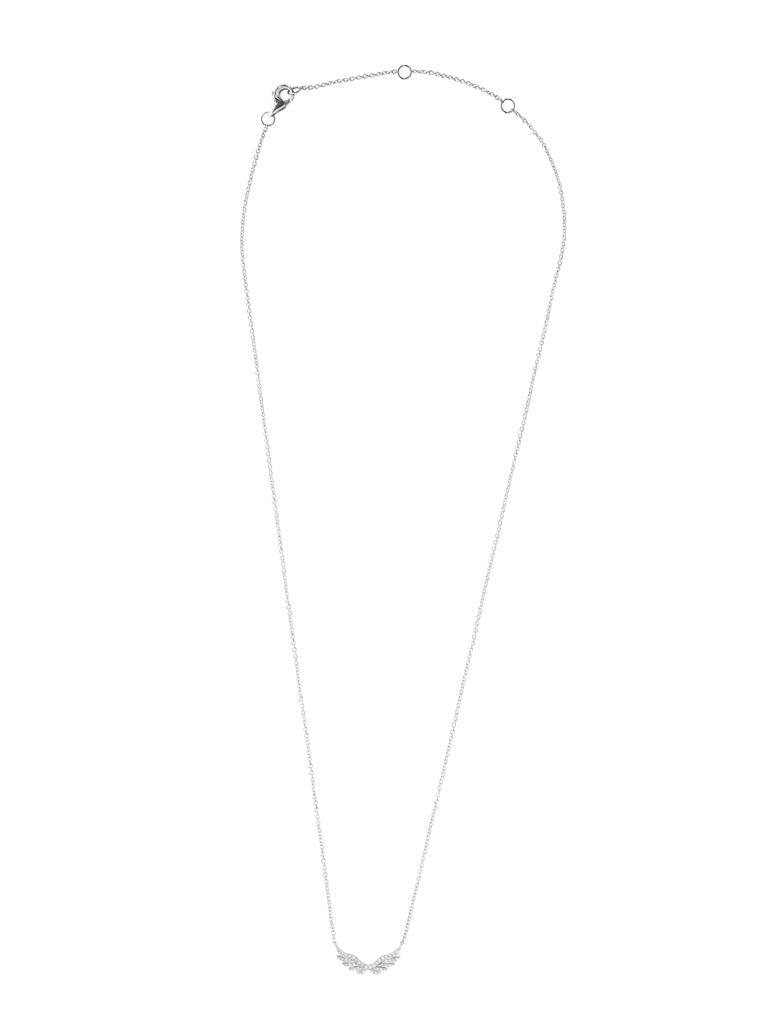 14k White Gold Diamond Angel Wing Necklace