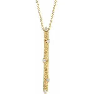14K Yellow .07 CTW Diamond Vintage-Inspired 16-18" Necklace