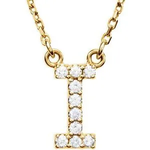 14K Yellow .08 CTW Natural Diamond Initial I 16" Necklace