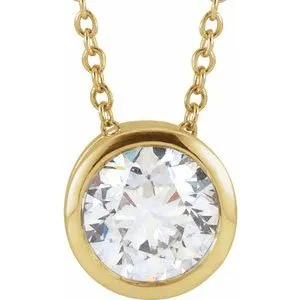14K Yellow 1 CT Lab-Grown Diamond Solitaire 16-18" Necklace
