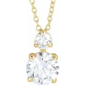 14K Yellow 1 CTW Lab-Grown Diamond Claw-Prong 16-18" Necklace