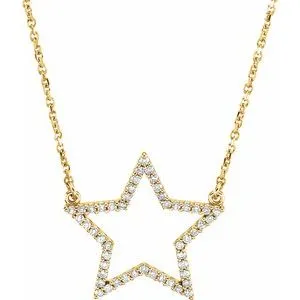 14K Yellow 1/5 CTW Diamond Star 16" Necklace