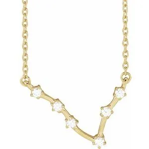 14K Yellow 1/8 CTW Natural Diamond Pisces 16-18" Necklace