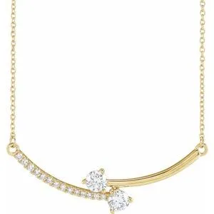 14K Yellow 5/8 CTW Lab-Grown Diamond Two-Stone 18" Necklace