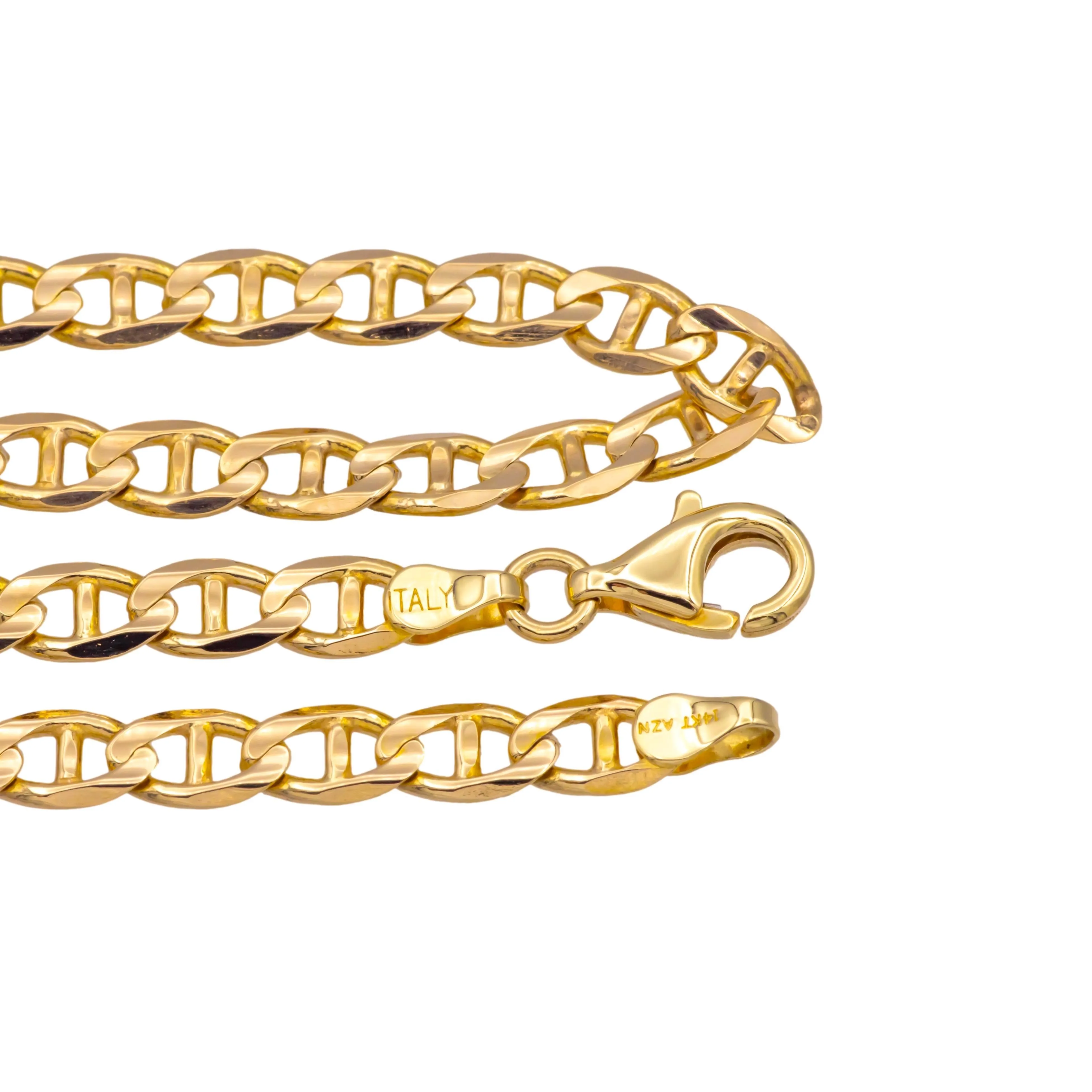 14K Yellow Gold Italian Mariner Link Necklace – 22 Inches - 4.8mm