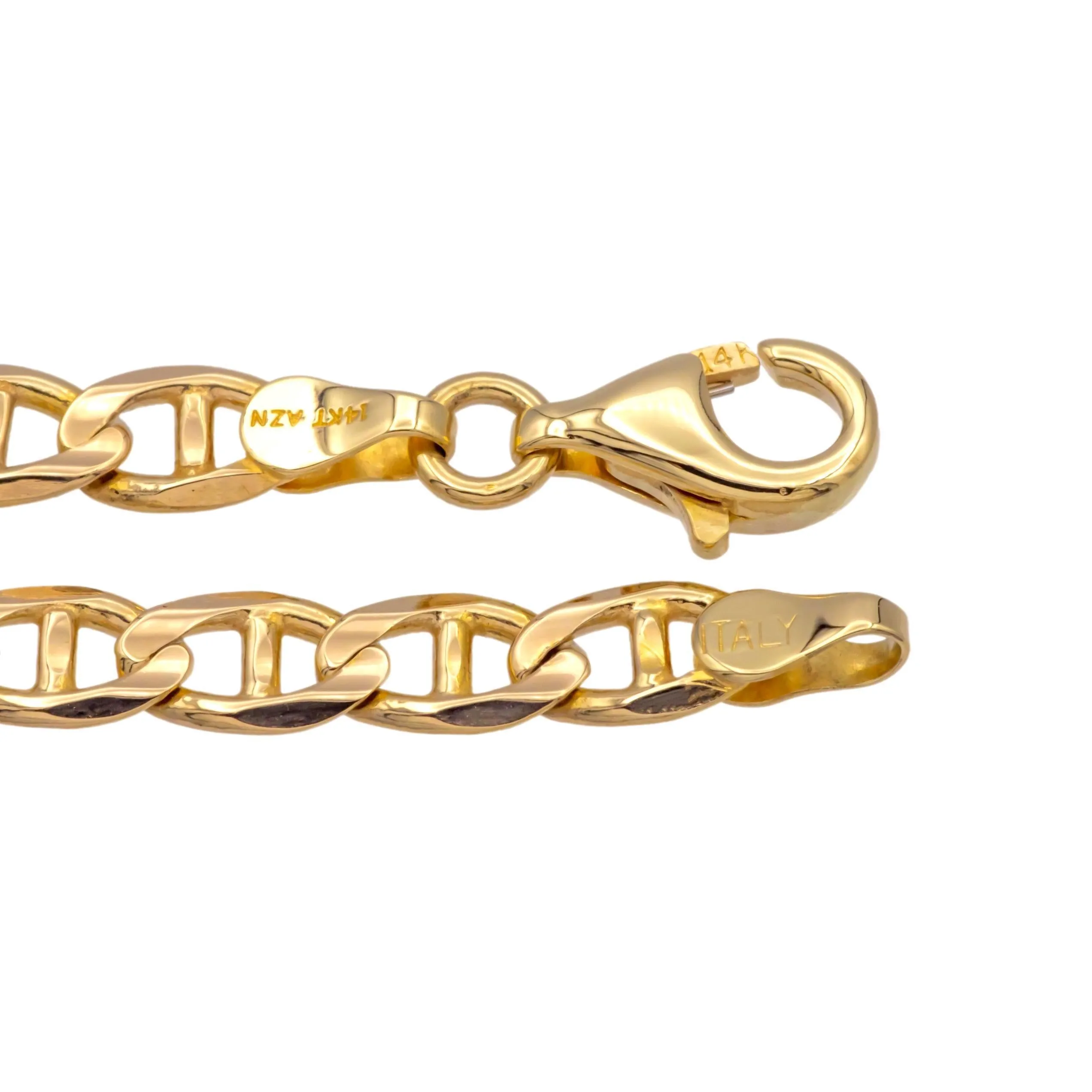 14K Yellow Gold Italian Mariner Link Necklace – 22 Inches - 4.8mm