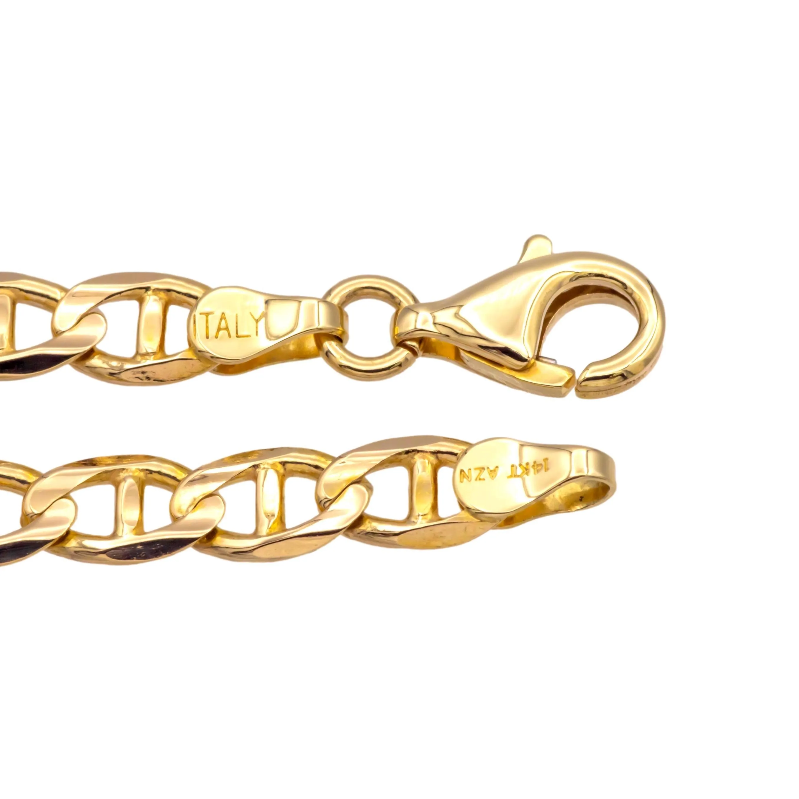 14K Yellow Gold Italian Mariner Link Necklace – 22 Inches - 4.8mm