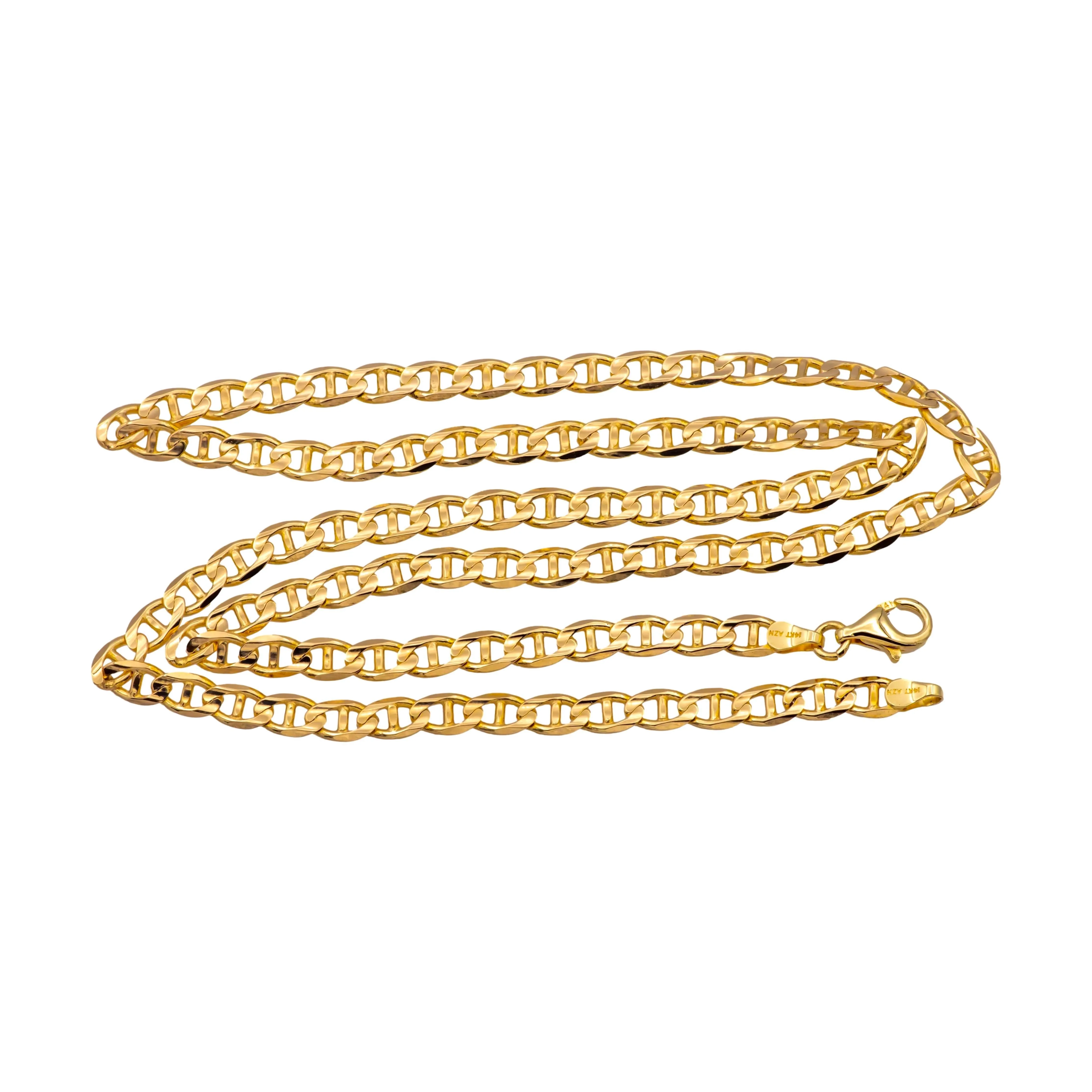 14K Yellow Gold Italian Mariner Link Necklace – 22 Inches - 4.8mm