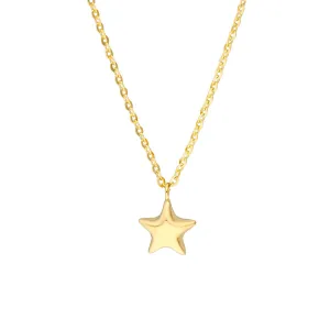 14K Yellow Gold Mini Puff Star Necklace