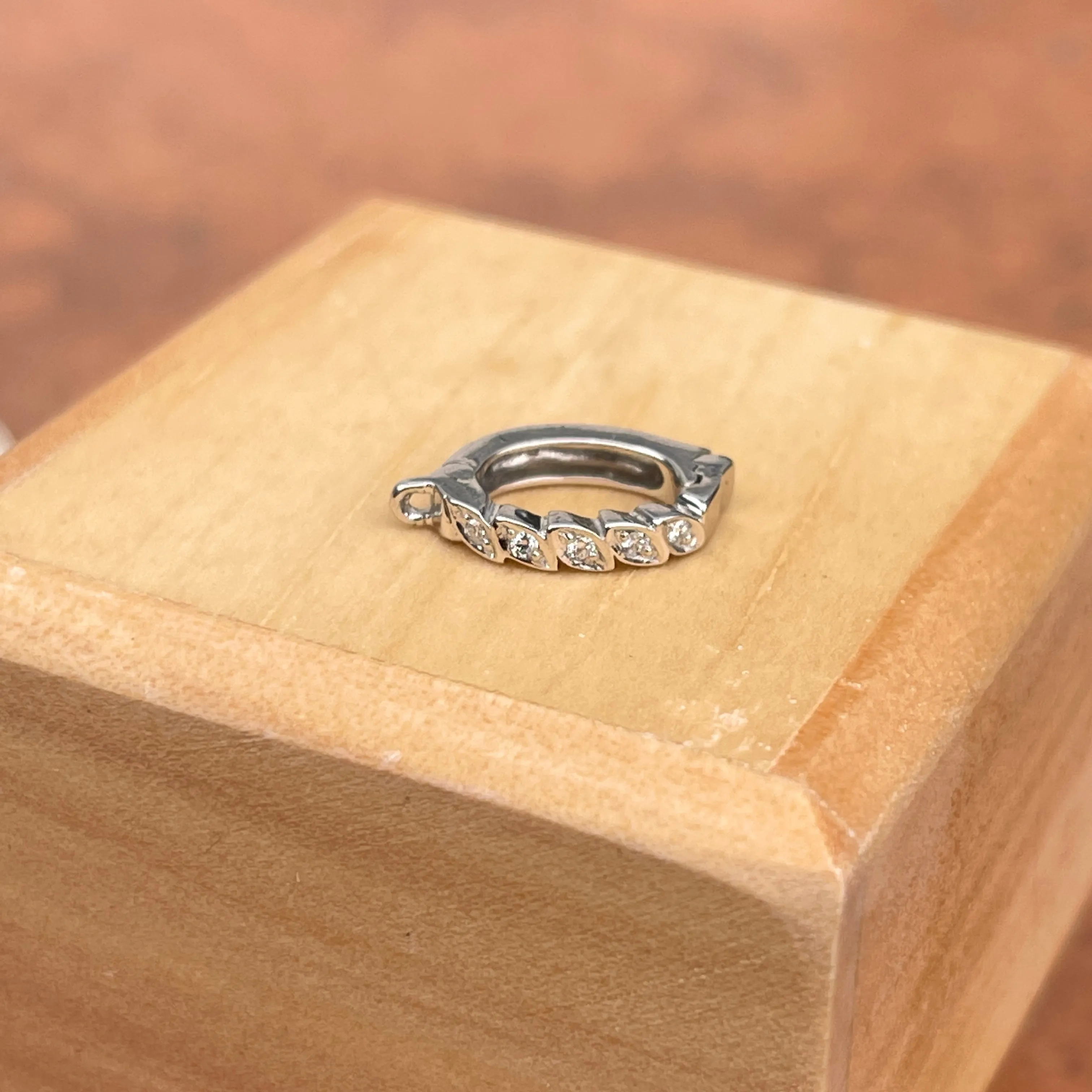 14KT White Gold Diamond Pendant Enhancer Clasp 6mm