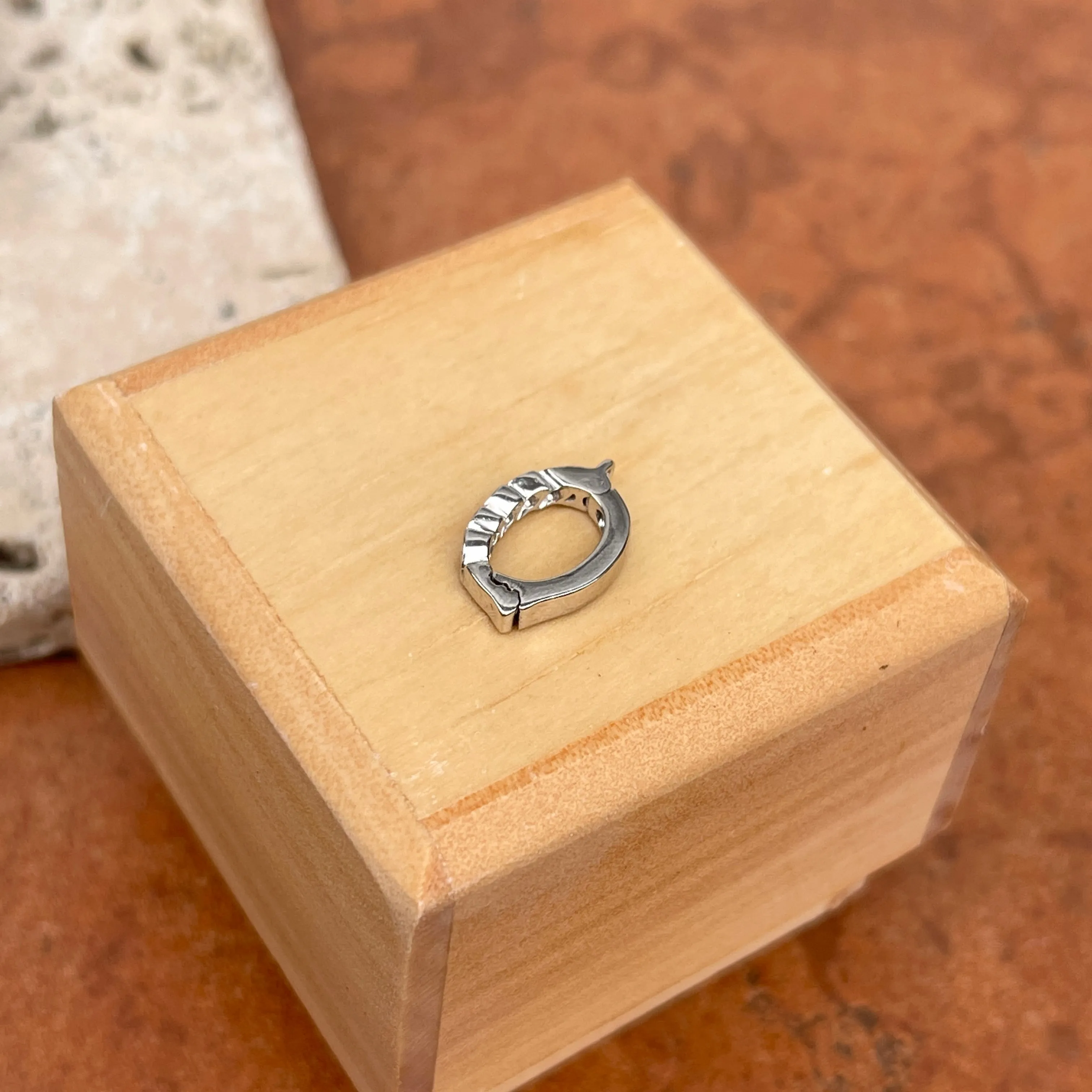 14KT White Gold Diamond Pendant Enhancer Clasp 6mm