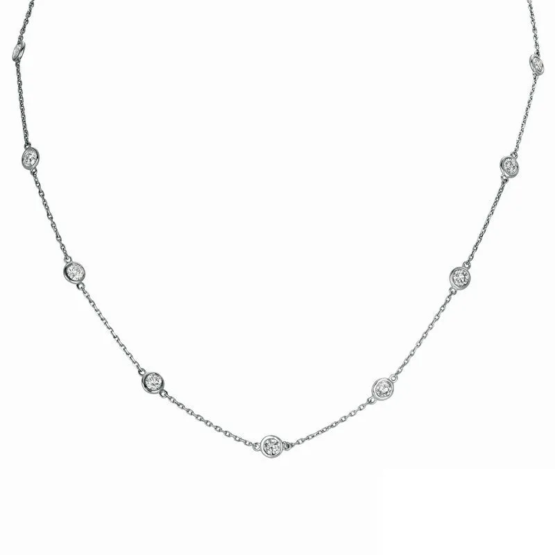 15 POINTER 14 SECTION 18″ DIAMOND NECKLACE 14K WHITE GOLD (2 CTW)