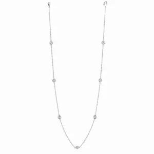 15 POINTER 7 STATION 18″ DIAMOND NECKLACE 14K WHITE GOLD (1 CTW)