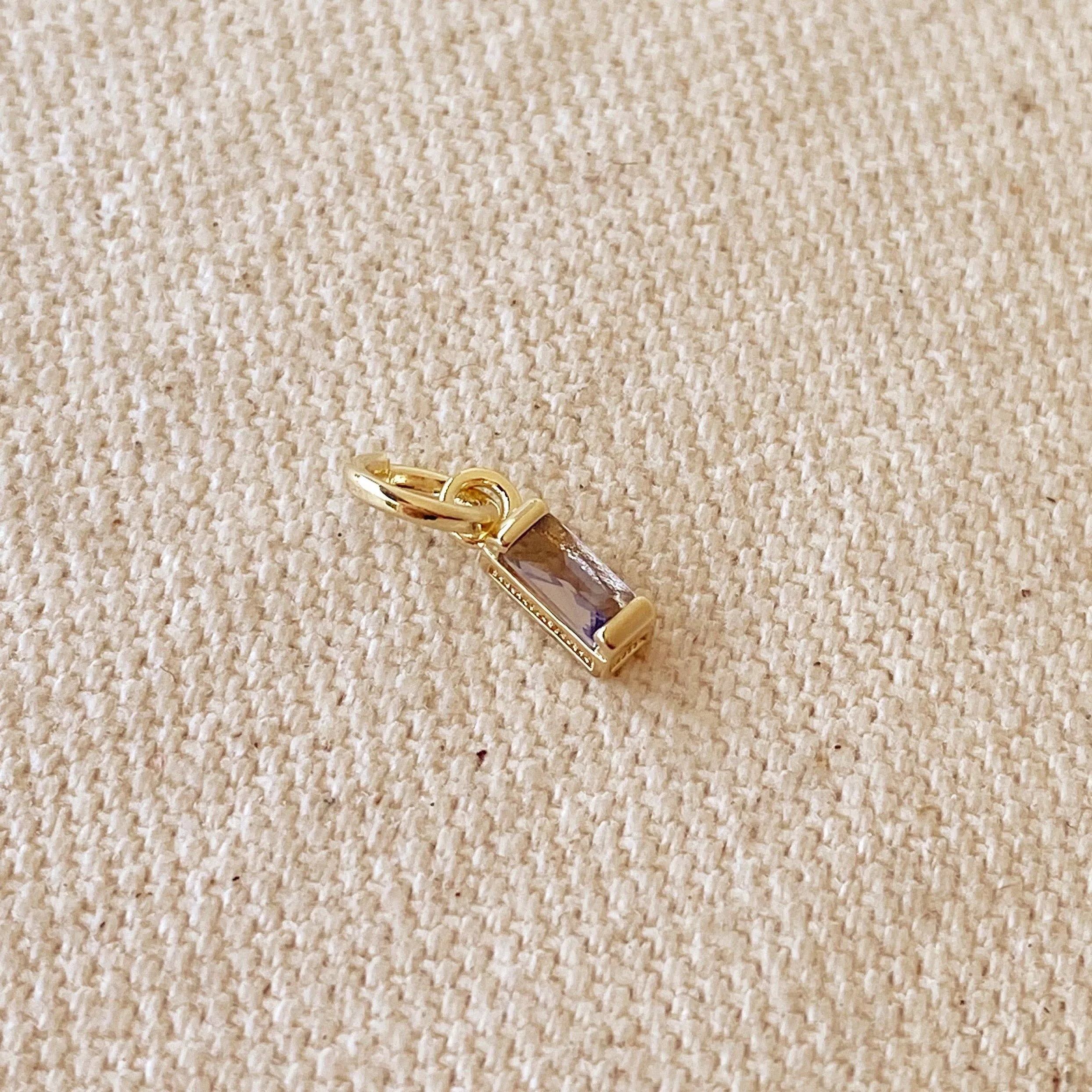 18k Gold Filled Baguette Birthstone Charm