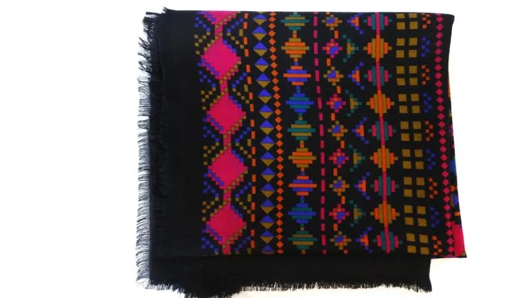 1980s Gucci Aztec Inspired Fringe Shawl