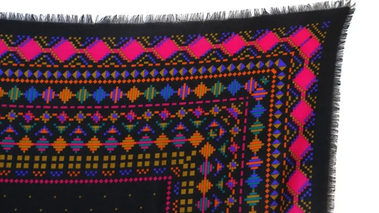 1980s Gucci Aztec Inspired Fringe Shawl