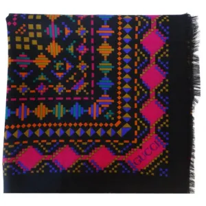 1980s Gucci Aztec Inspired Fringe Shawl