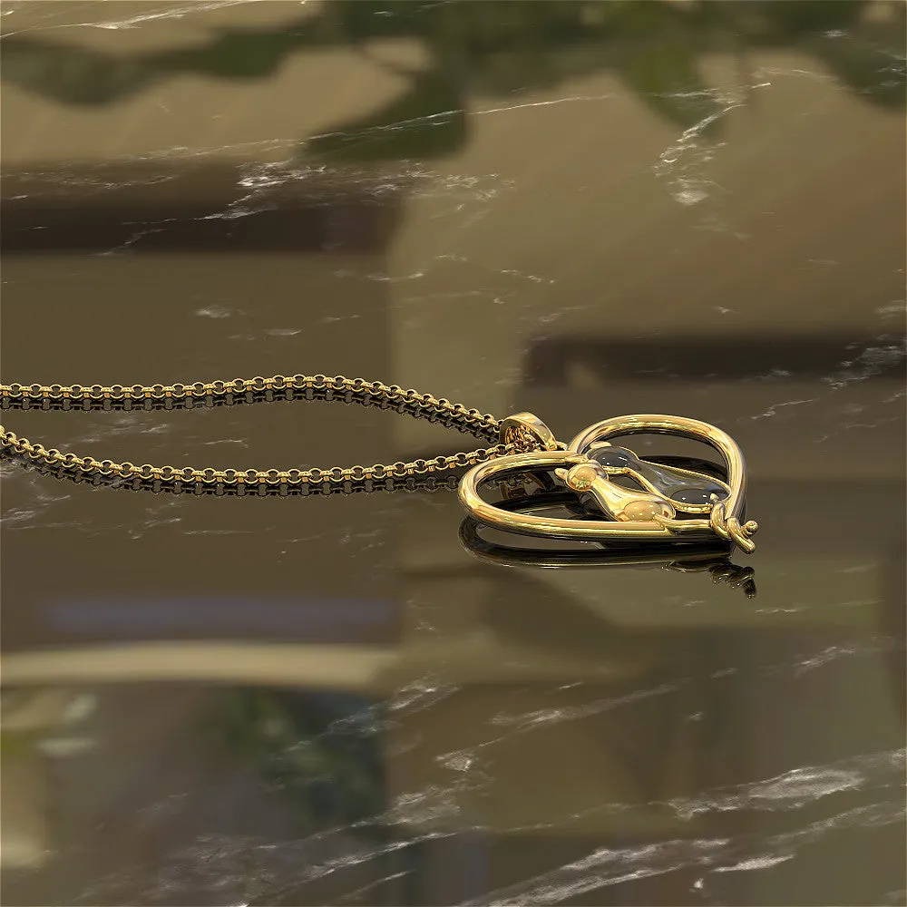 2 Cats on a Heart Necklace