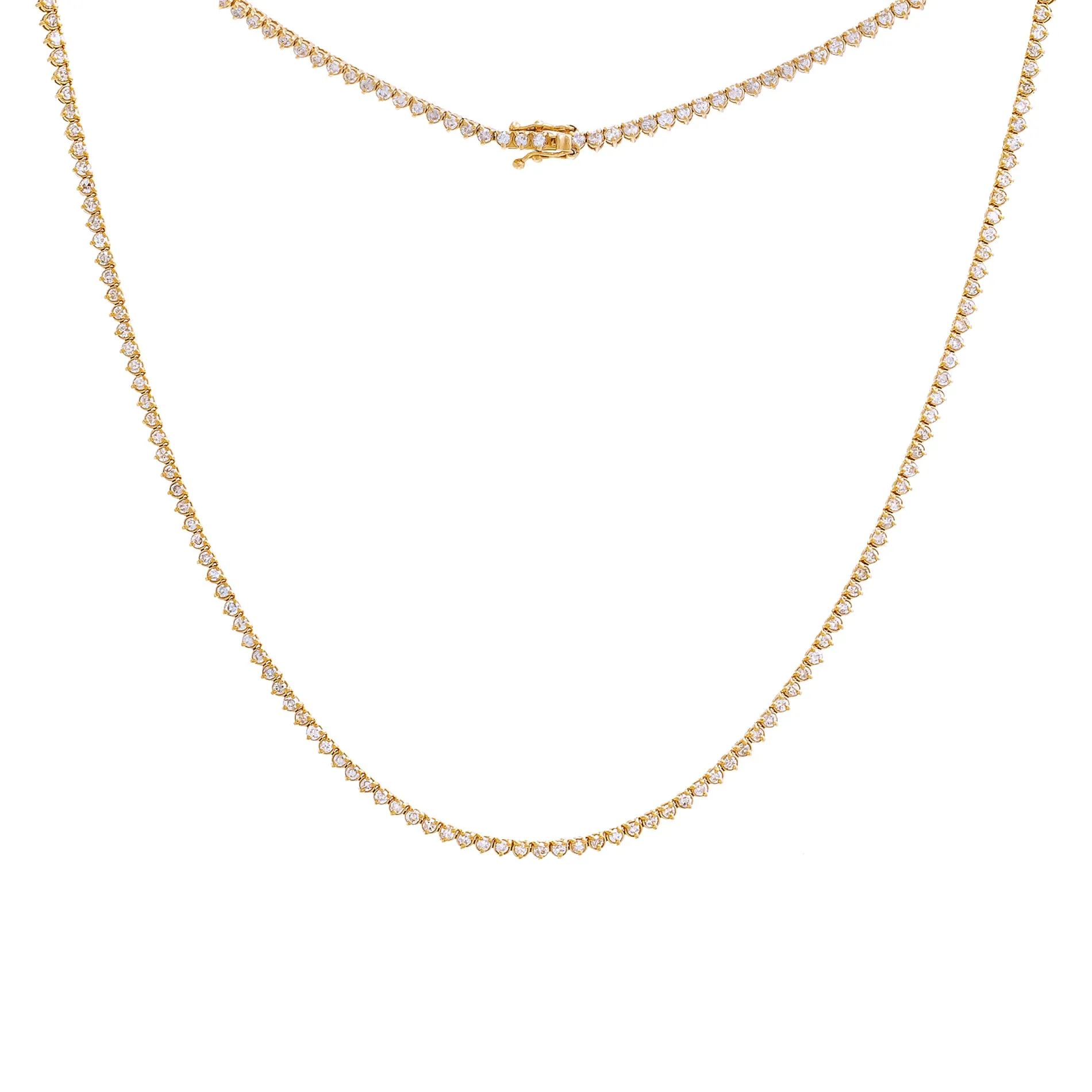 3 Carat Diamond Three Prong Tennis Necklace 14K