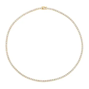 3.00 Carat Natural Diamond Tennis Necklace G SI 14K Yellow Gold 16'' 1.5mm width