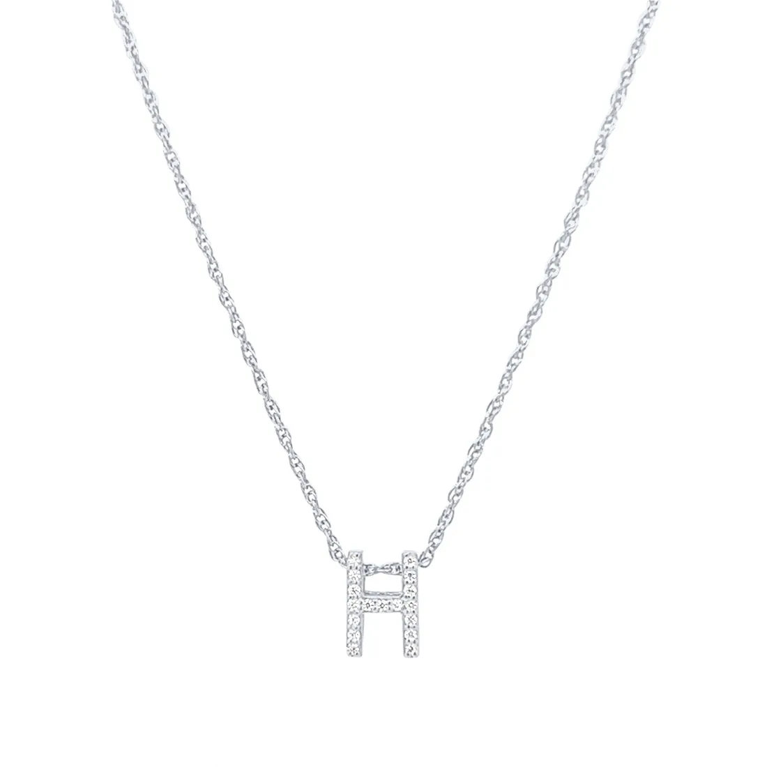 42cm Sterling Silver Cubic Zirconia Initial Necklace - Most Initials Available