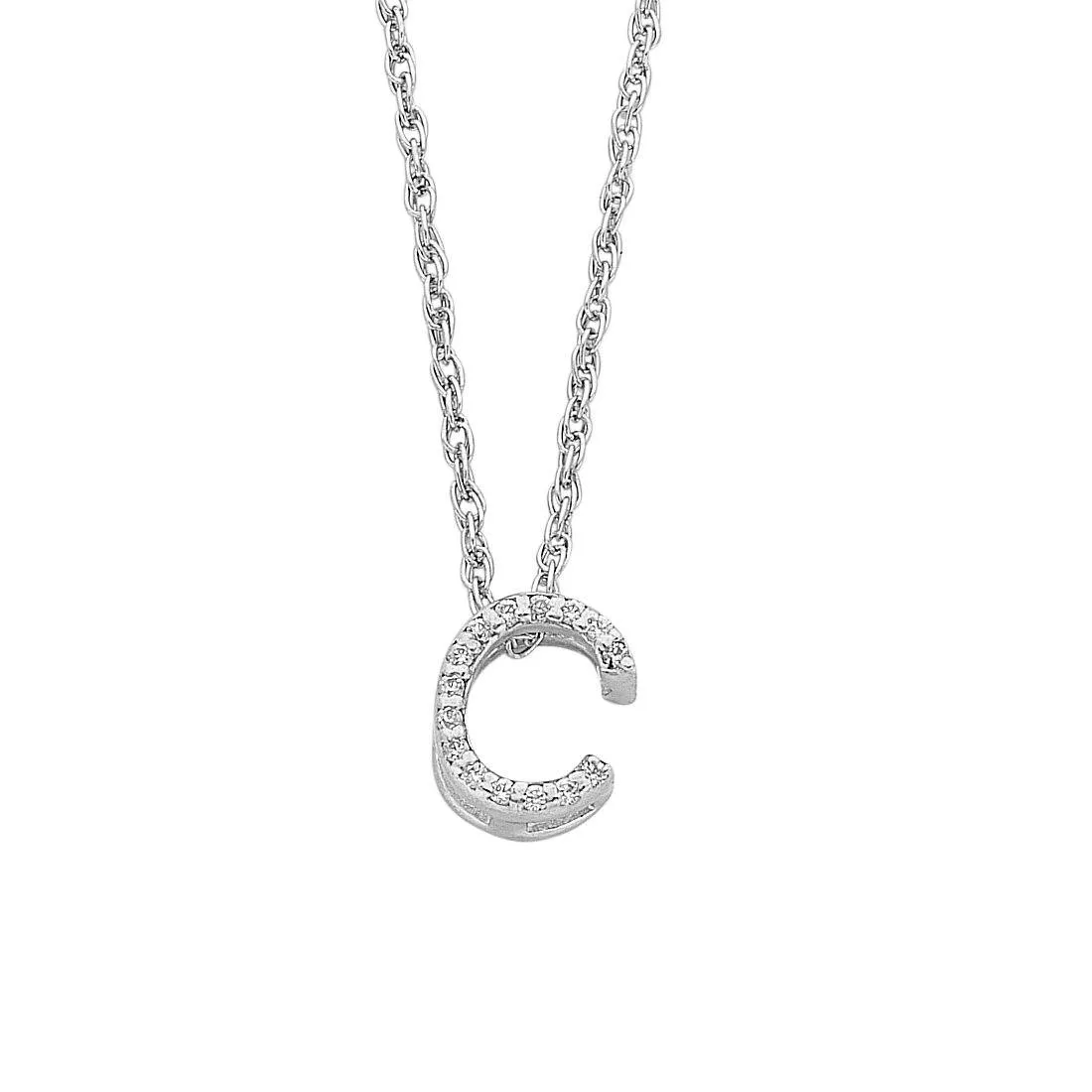 42cm Sterling Silver Cubic Zirconia Initial Necklace - Most Initials Available