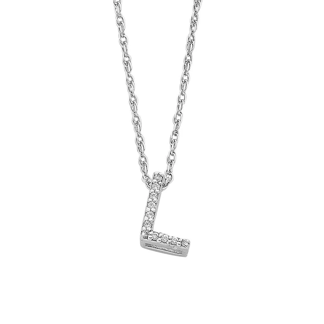 42cm Sterling Silver Cubic Zirconia Initial Necklace - Most Initials Available