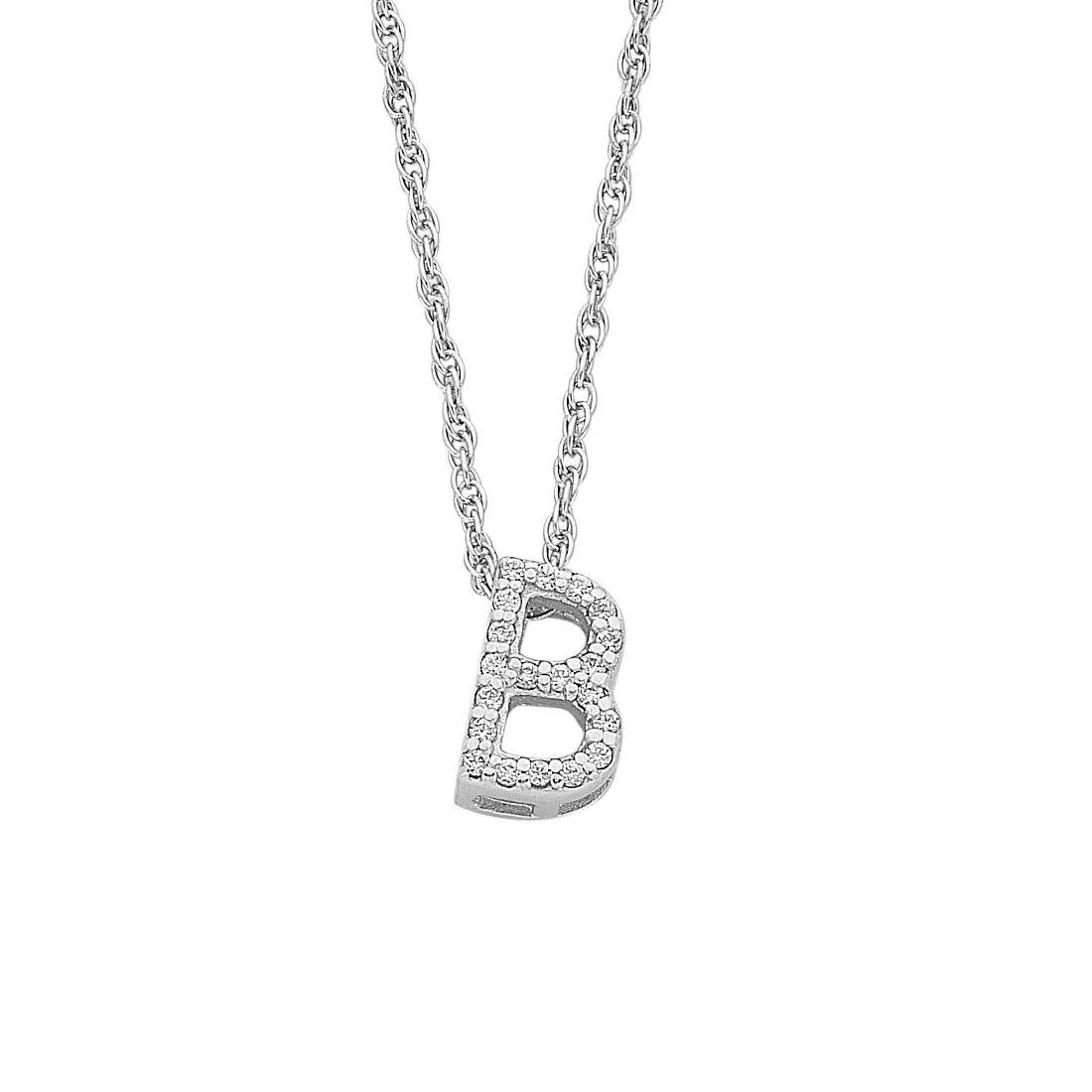 42cm Sterling Silver Cubic Zirconia Initial Necklace - Most Initials Available