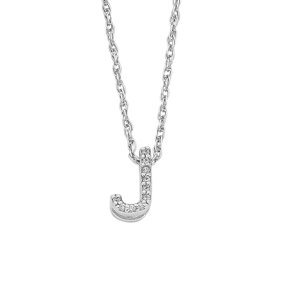42cm Sterling Silver Cubic Zirconia Initial Necklace - Most Initials Available
