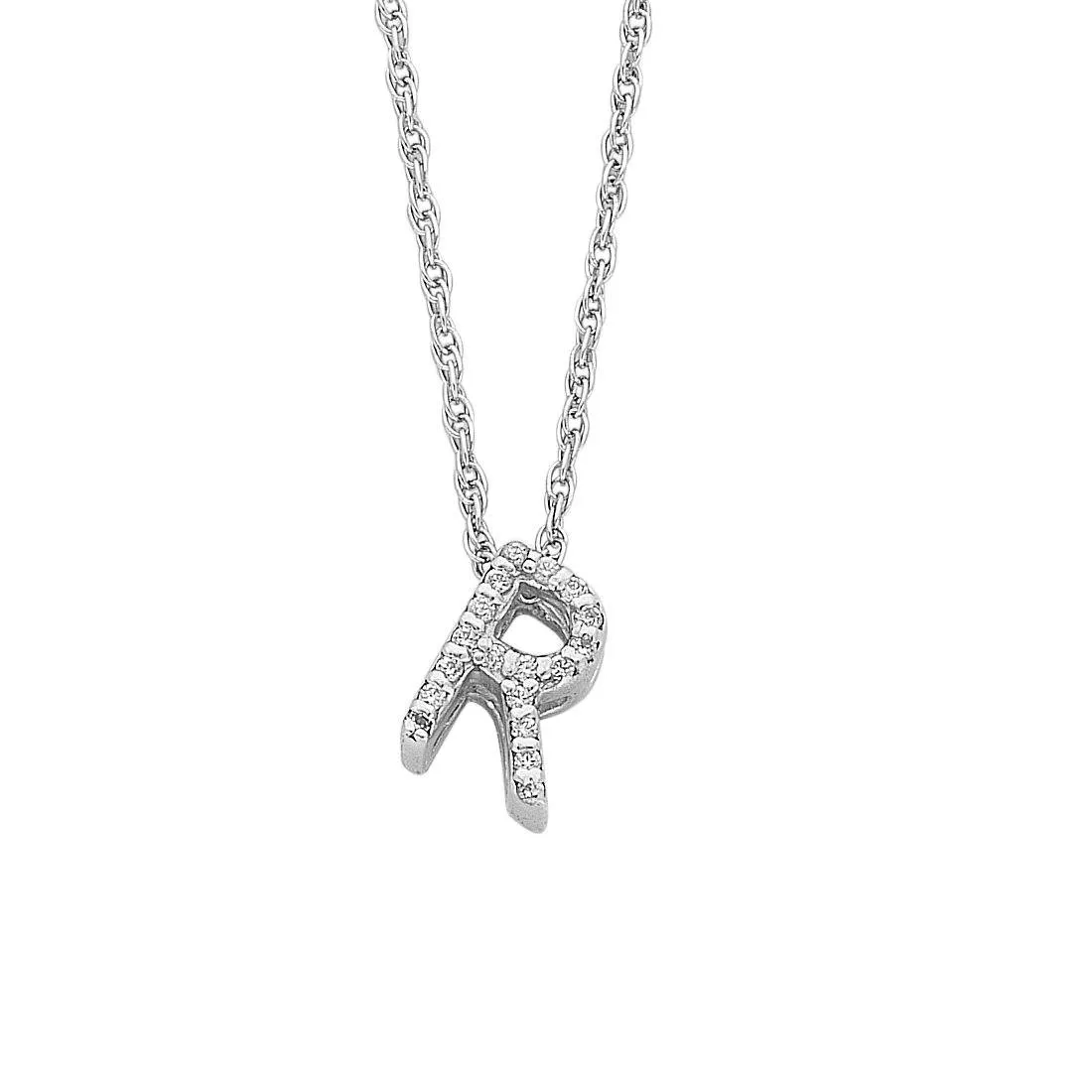42cm Sterling Silver Cubic Zirconia Initial Necklace - Most Initials Available