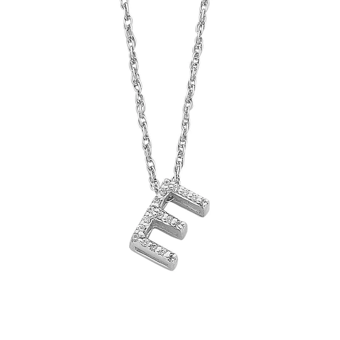 42cm Sterling Silver Cubic Zirconia Initial Necklace - Most Initials Available